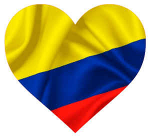 bandera de Colombia en forma de corazon